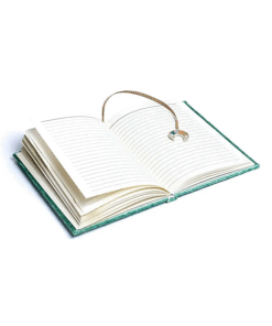 Cuaderno de terciopelo menta con fases lunares para yoga