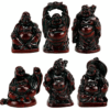 SET de seis estatuillas Polystone rojas de Buda para yoga 2 unidades
