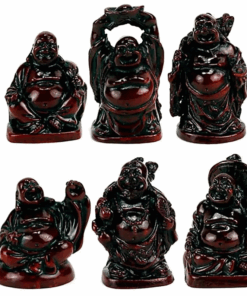 SET de seis estatuillas Polystone rojas de Buda para yoga 2 unidades