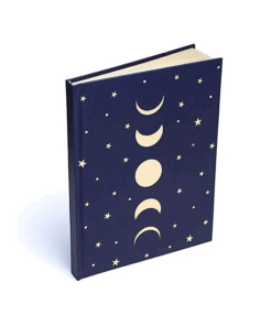 Cuaderno fases lunares y estrellas azul oscuro