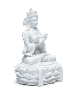 Estatua de Buda con dorje y campana blanco para yoga