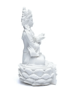 Estatua de Buda con dorje y campana blanco para yoga