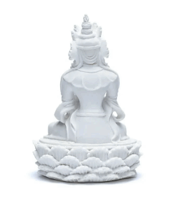 Estatua de Buda con dorje y campana blanco para yoga