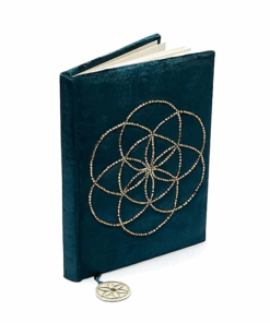 Cuaderno de terciopelo petróleo con Semilla de la Vida
