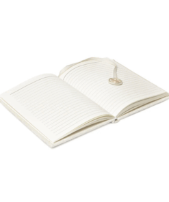 Cuaderno de terciopelo blanco roto con Flor de la Vida símbolo de la paz