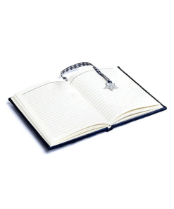 Cuaderno de terciopelo azul oscuro con sol y luna para yoga