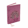 Cuaderno de terciopelo morado con arcoíris para Yoga