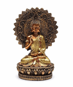 Estatua deBuda tranquilizador con aura y trono para Yoga