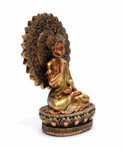 Estatua deBuda tranquilizador con aura y trono para Yoga