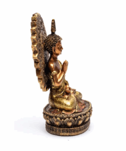 Estatua deBuda tranquilizador con aura y trono para Yoga