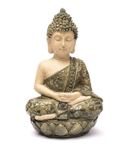 Estatua Buda en meditación mosaico verde para Yoga