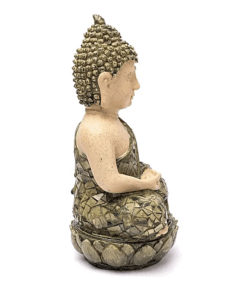 Estatua Buda en meditación mosaico verde para Yoga