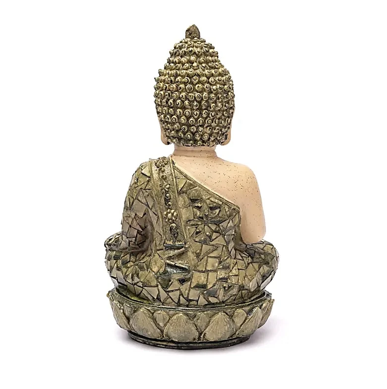 Estatua Buda en meditación mosaico verde para Yoga