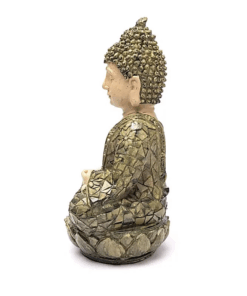 Estatua Buda en meditación mosaico verde para Yoga