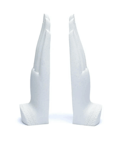 Estatua manos en el mudra Namaste con Buda blanco para Yoga