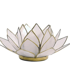 Portavelas Loto color natural bordes oro para Yoga