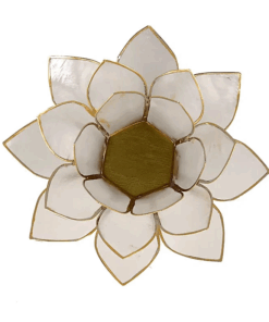 Portavelas Loto color natural bordes oro para Yoga