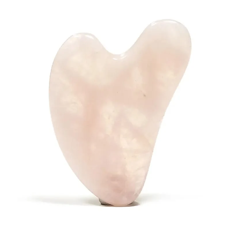 Piedra de masaje de cuarzo rosa gua sha para Yoga 2 Unidades