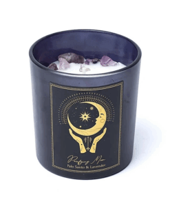 Vela de manifestación Luna Purificadora en vidrio para Yoga