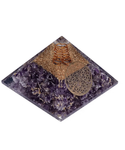 Pirámide de orgonita Amatista Flor de la vida para Yoga