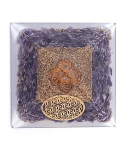 Pirámide de orgonita Amatista Flor de la vida para Yoga