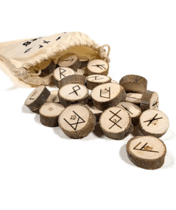 Juego de Oráculo de Runas hecho de madera en una bolsa de algodón para Yoga