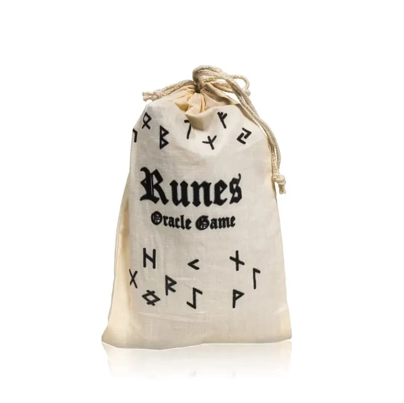 Juego de Oráculo de Runas hecho de madera en una bolsa de algodón para Yoga
