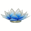 Portavelas Loto azul/blanco bordes oro para yoga