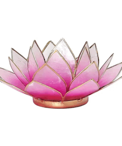 Portavelas Loto rosa/rosa claro bordes oro para yoga