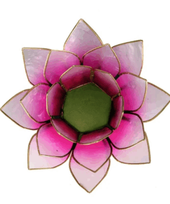 Portavelas Loto rosa/rosa claro bordes oro para yoga