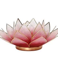 Portavelas Loto rojo/rosado bordes oro para yoga