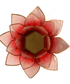 Portavelas Loto rojo/rosado bordes oro para yoga