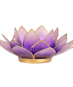 Portavelas Loto color purpura bordes oro