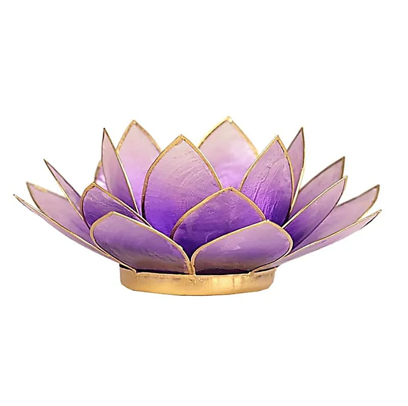 Portavelas Loto color purpura bordes oro