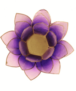 Portavelas Loto color purpura bordes oro