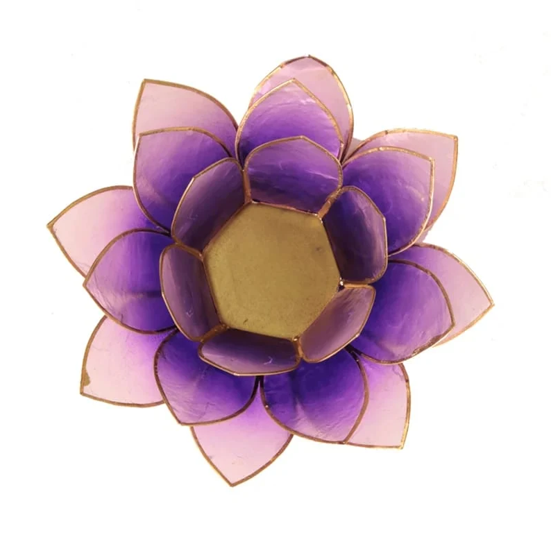Portavelas Loto color purpura bordes oro