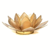 Portavelas Loto beige ahumado bordes oro para yoga