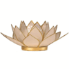 Portavelas Loto color perla bordes oro para yoga