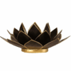 Portavelas Loto color negro bordes oro para Yoga