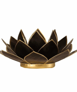 Portavelas Loto color negro bordes oro para Yoga
