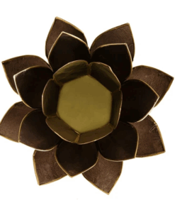 Portavelas Loto color negro bordes oro para Yoga