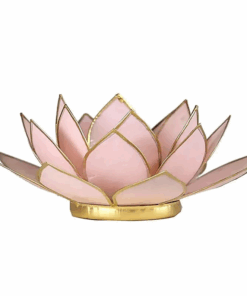 Portavela Loto color rosa pastel bordes oro para Yoga