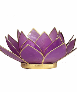 Portavelas Loto color lila bordes oro para Yoga