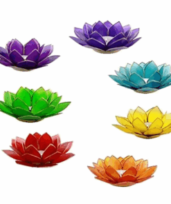 SET de 7 Loto portavelas Chakra bordes oro para Yoga