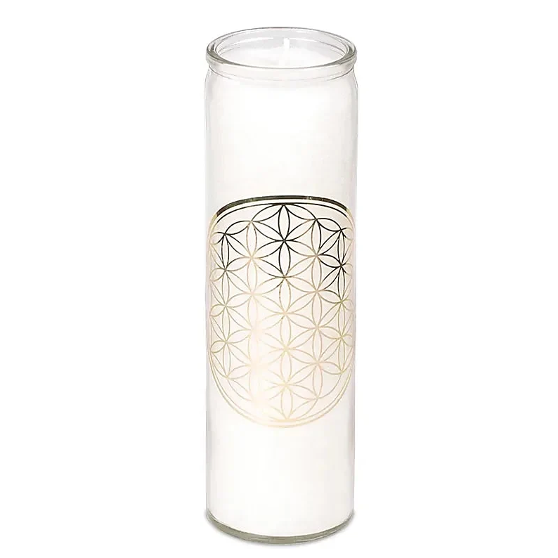 Vela perfumada estearina Flor de la Vida blanca para Yoga