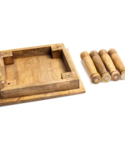 Mesita de altar cuadrada motivo Árbol de la Vida madera de mango blanqueada para yoga
