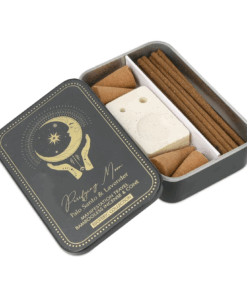 Incienso Esoteric Collection Purifying Moon & quemador en cajita deslizante de hojalata para Yoga 3 Unidades
