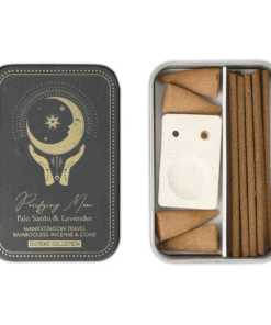 Incienso Esoteric Collection Purifying Moon & quemador en cajita deslizante de hojalata para Yoga 3 Unidades
