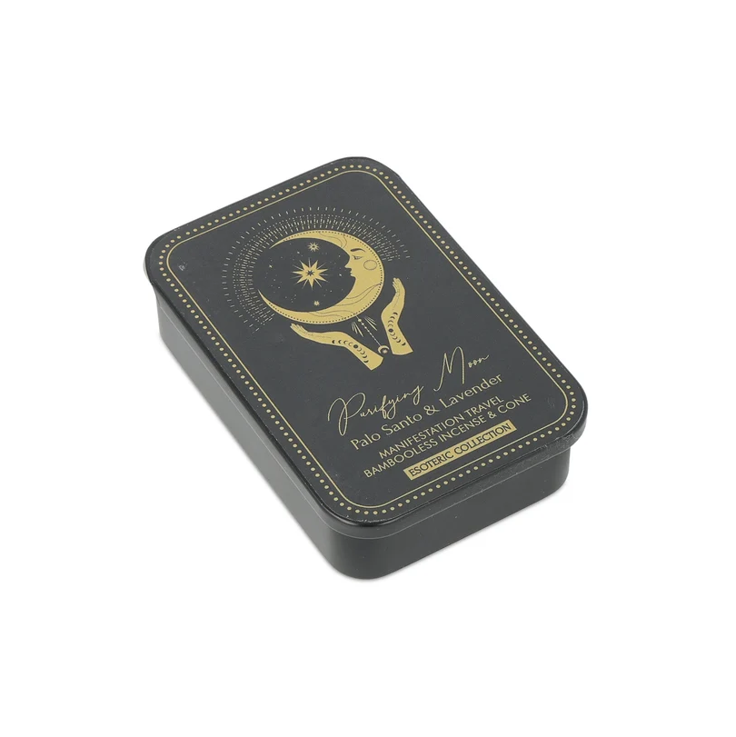 Incienso Esoteric Collection Purifying Moon & quemador en cajita deslizante de hojalata para Yoga 3 Unidades