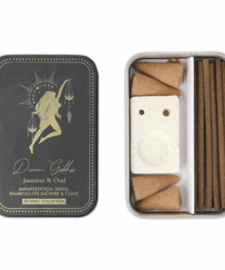 Incienso Esoteric Collection Divine Goddess & quemador en cajita deslizante de hojalata para Yoga 3 Unidades